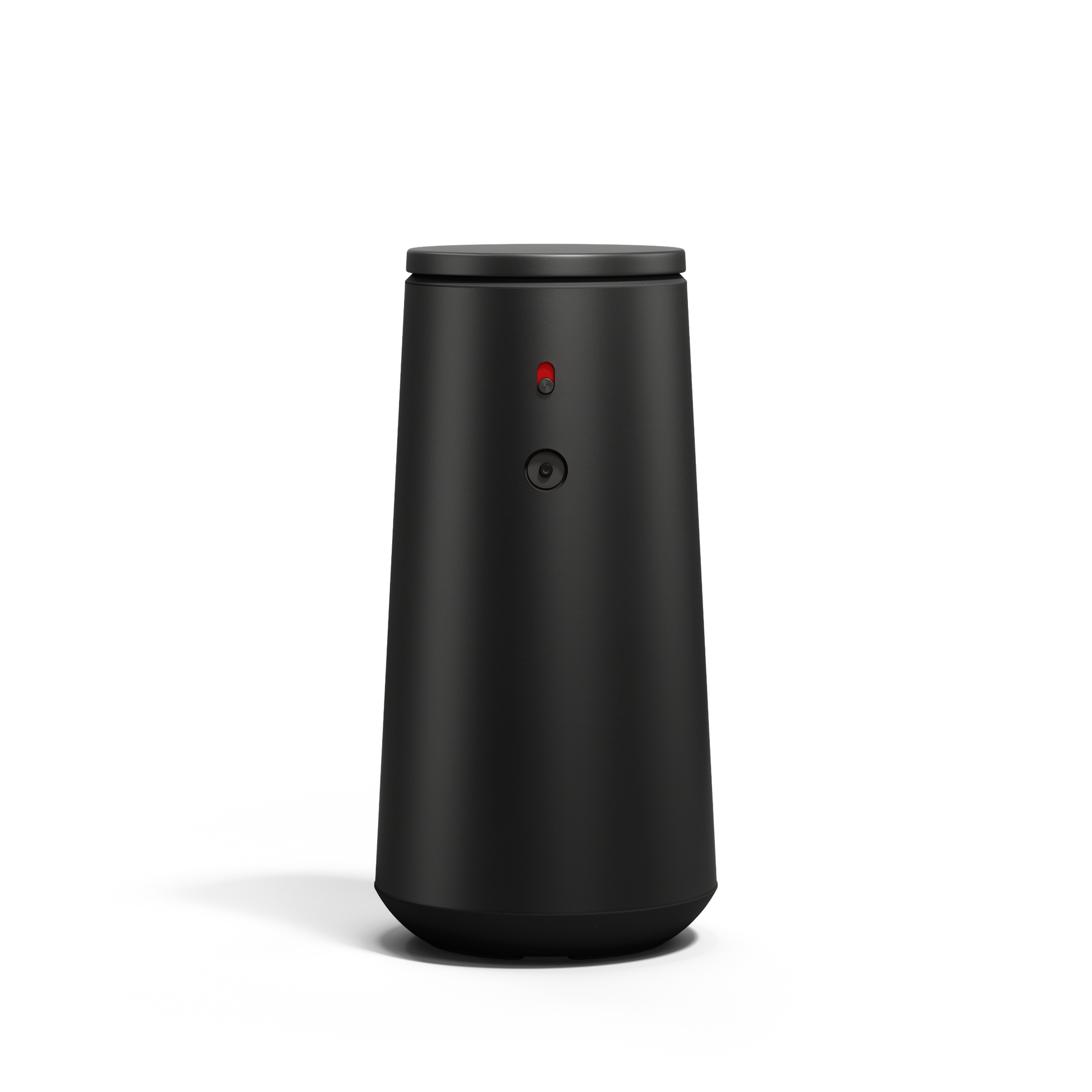Straight front view of Simplehuman Matte Black Sensor Pump Foam showing active sensor light, touch-free dispensing.